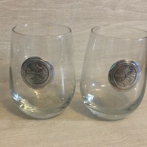 Pittsburgh Steelers Wendell August Forge 16 oz. Stemless Wine Glass Lot of 2
